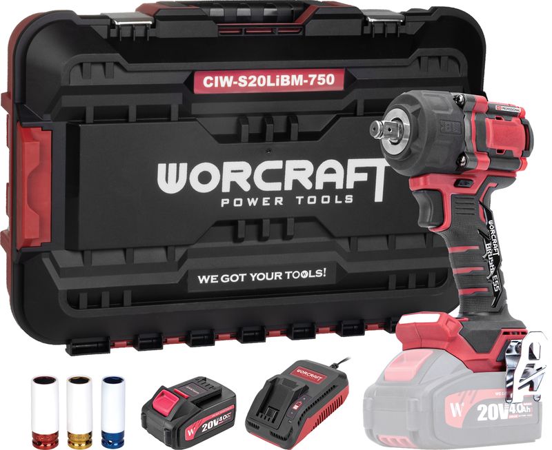 Odvijač udarni Worcraft CIW-S20LiBM-750, 800Nm, 1/2'', set